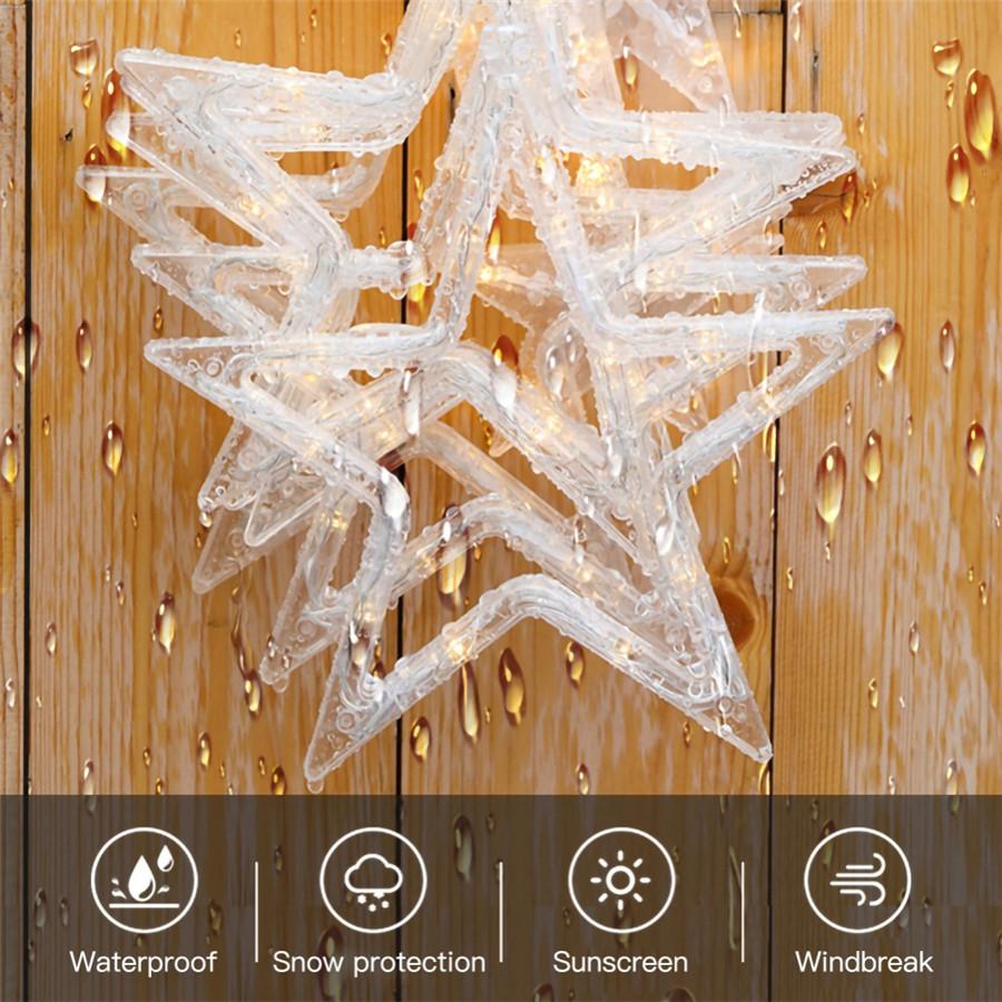 Solar Powered Star Moon LED String Lights Waterproof Garden Fairy Curtain Lights 8 Modes Wire Lamp For Wedding Christmas Decor