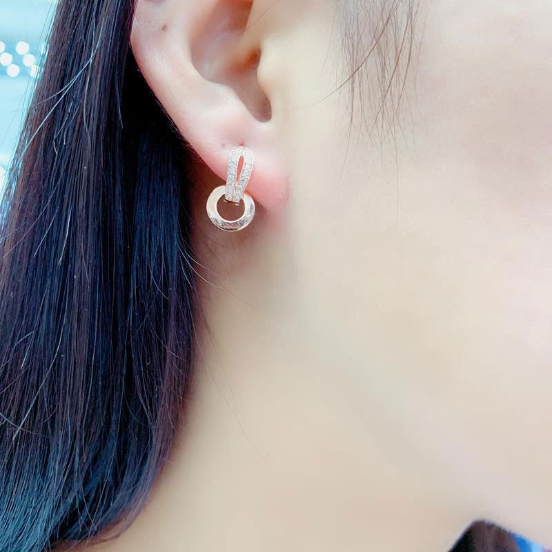 Purple Gold Pure Round Earrings Women'S Color Gold Classic Luxury Rose Gold Plated Ear Buckles