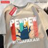 Pew Pew Madafakas Double Gun Cat Male T-Shirt Quality T Shirts Summer Oversized Short Sleeve Clothes Cotton Loose Street Tops