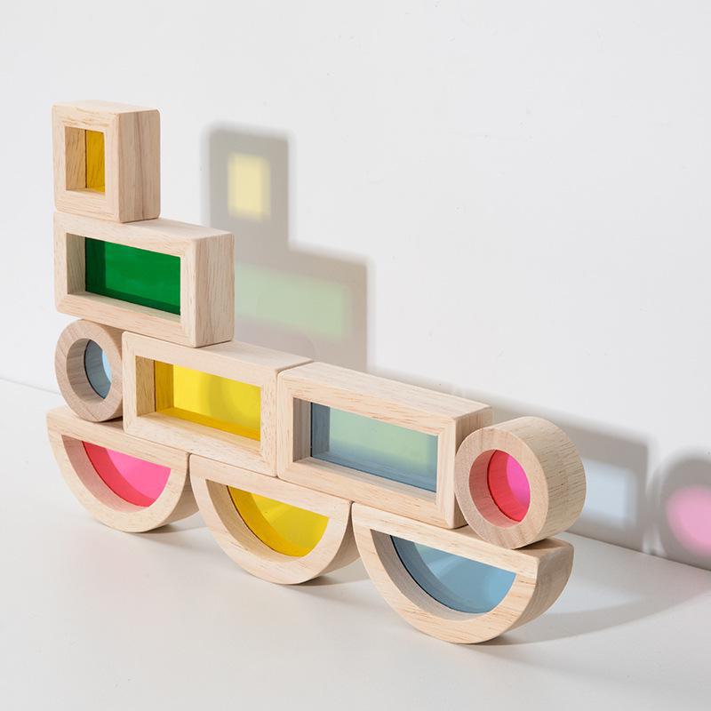 Montessori Colorful Acrylic Translucent Blocks for Light Sensory Play & Kindergarten Teaching