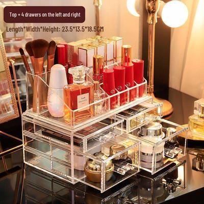 Acrylic Skincare & Lipstick Organizer: Large Desktop Transparent Drawer Makeup Box