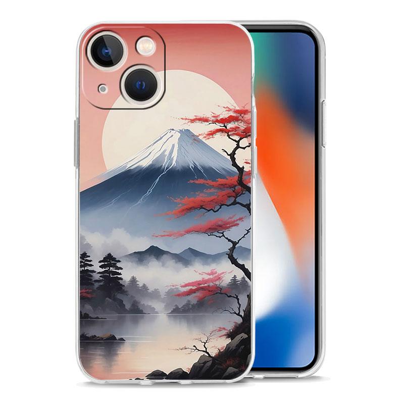 Phone Case For iPhone 16 Cases iPhone 15 12 13 14 16 Pro Max X XR XS Max 15 Plus iPhone11 Cover Japan Mount Fuji Cherry Blossom