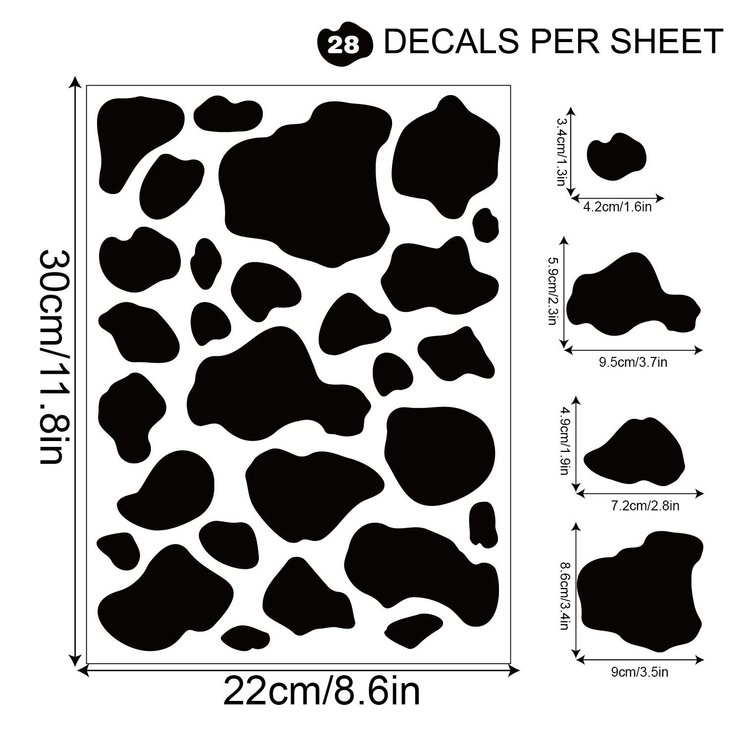 10 Vellen Luipaardprint Muurstickers Irreguliere Stippen Eenvoudige Stijl Zwarte Textuur Achtergrond Muur Vinyl Stickers Huisdecoratie (as the picture,30x22CM 10sheets)