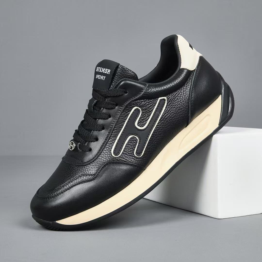 

Men s 2025 White Genuine Leather Sneakers - Non-slip, Wear-resistant, Breathable, Deodorant, Fashionable German Trainer Shoes for Autumn. 41 чорний