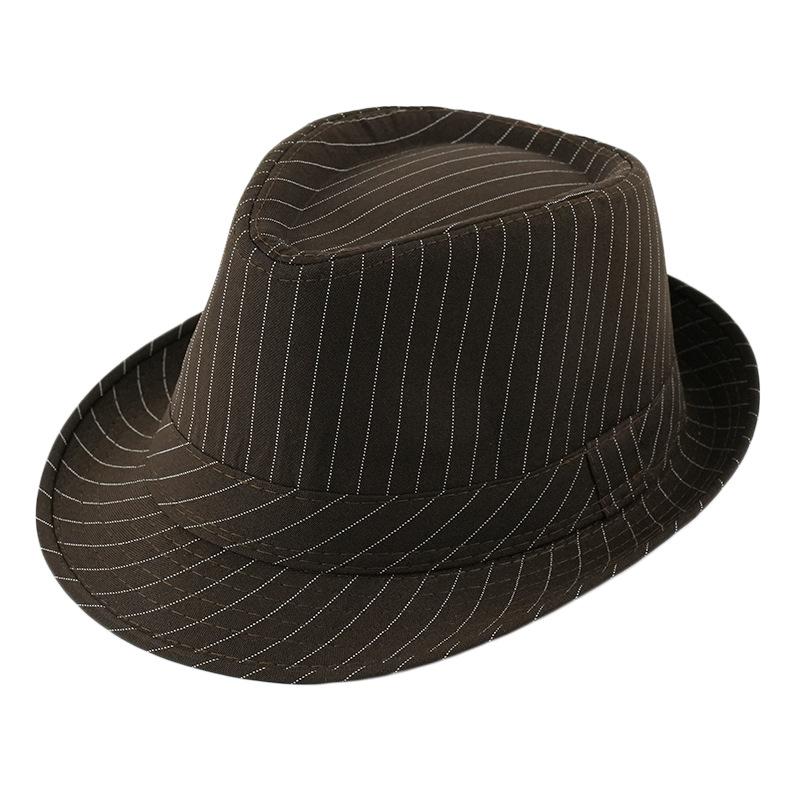 

1pc Striped Trendy Versatile Sunshade Wide Brim Hat For Party, Meeting, Ideal Choice For Gifts коричневый