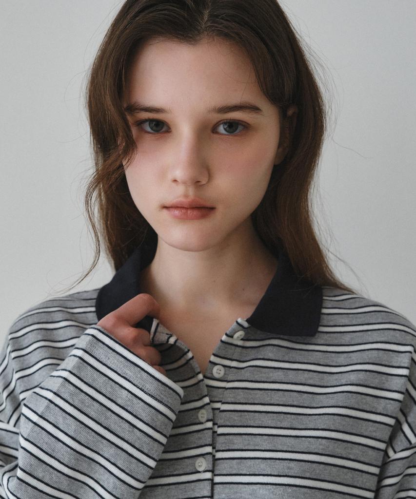 Wednesday Oasis For Woman Tommy Striped Collared T-Shirt_Navy(W26Tp13)