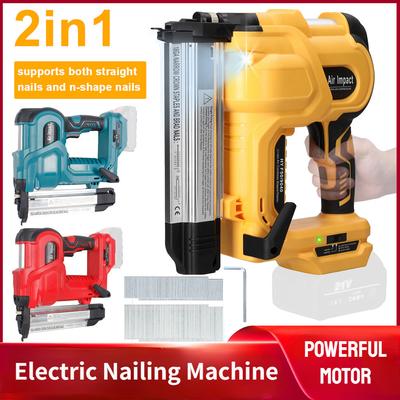 Cordless Electric Nail Gun Woodworking Straight/N-shape Nails Universal Nailing Machine For Battery New