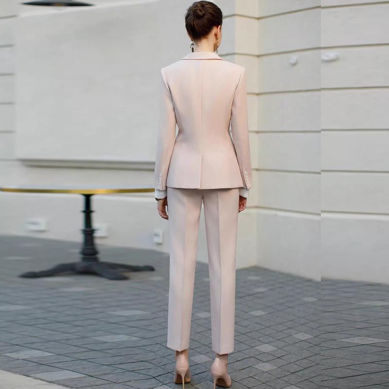 New Pink Professional Attire: Elegant Formal Suit for Women and News Anchors