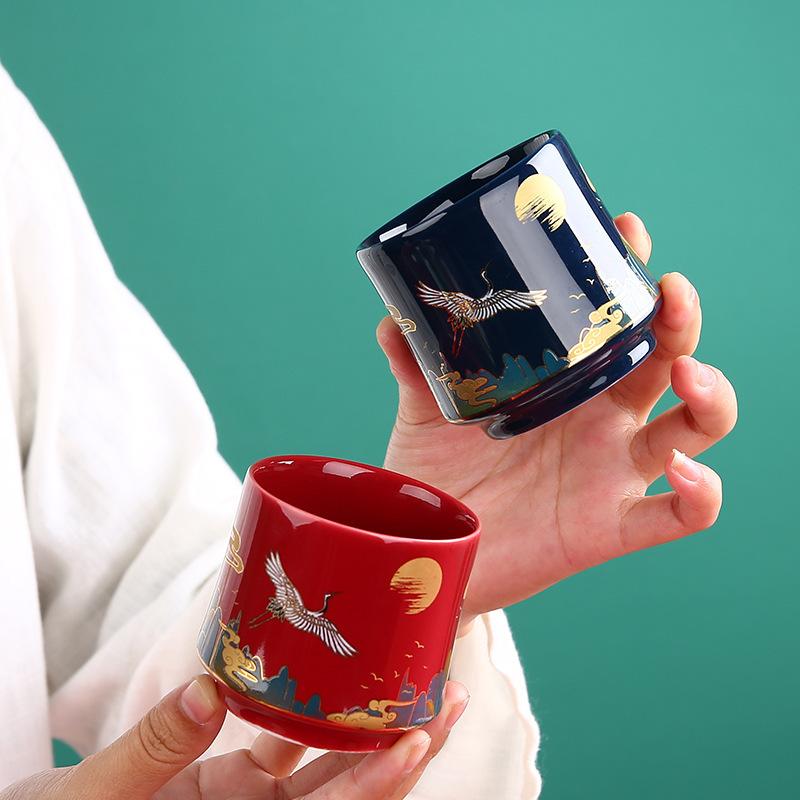 Chinese Ceramic Japanese Style Single Jade Blue Master Cup Kung Fu Tea Brewing Bowl Simple Gift Packa