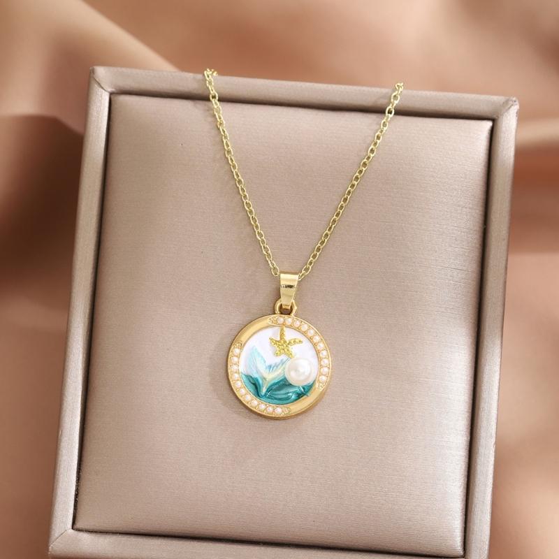 Artistic Blossomy Bivalve Charm Necklace 10 Artisanal Designs Additional Metal Mixture Jewelry Perfect For Gifting Instances