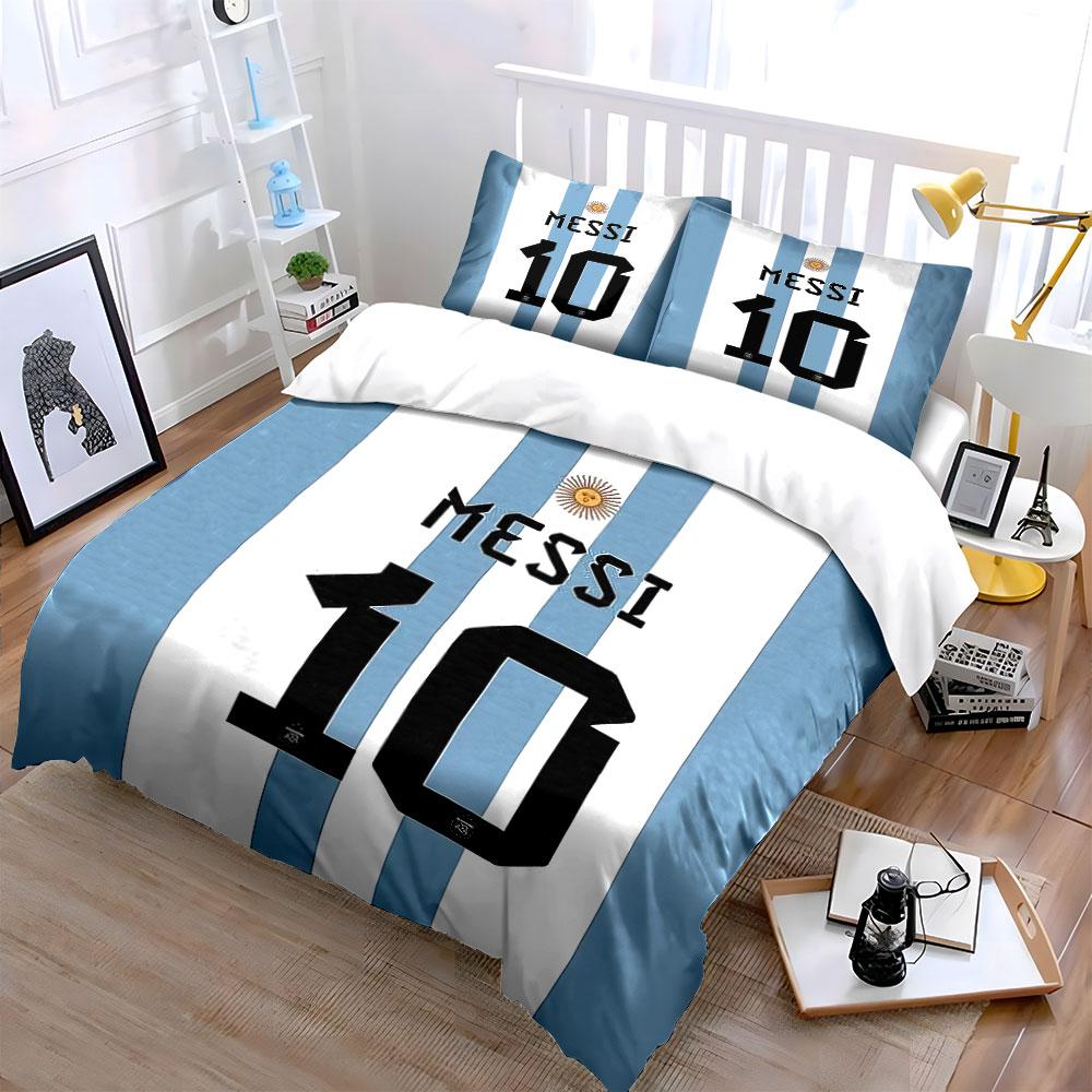 Bianco Blu Strisce Messi Biancheria da Letto Set Copripiumino Federe (1 * Copripiumino 2 * Federe, senza piumino)