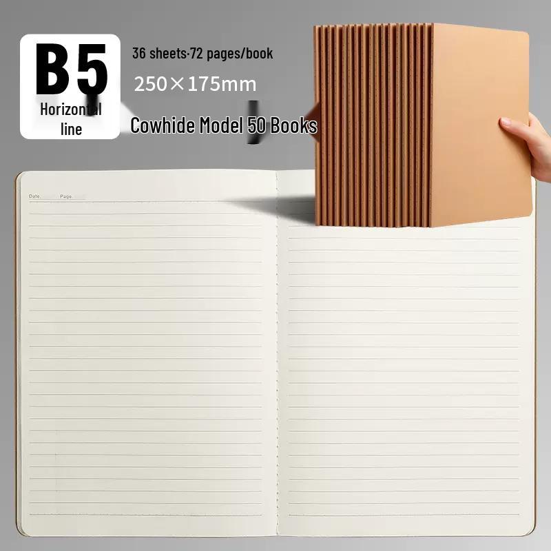100-Page A5/B5 Black Cowhide Notebook for College Students