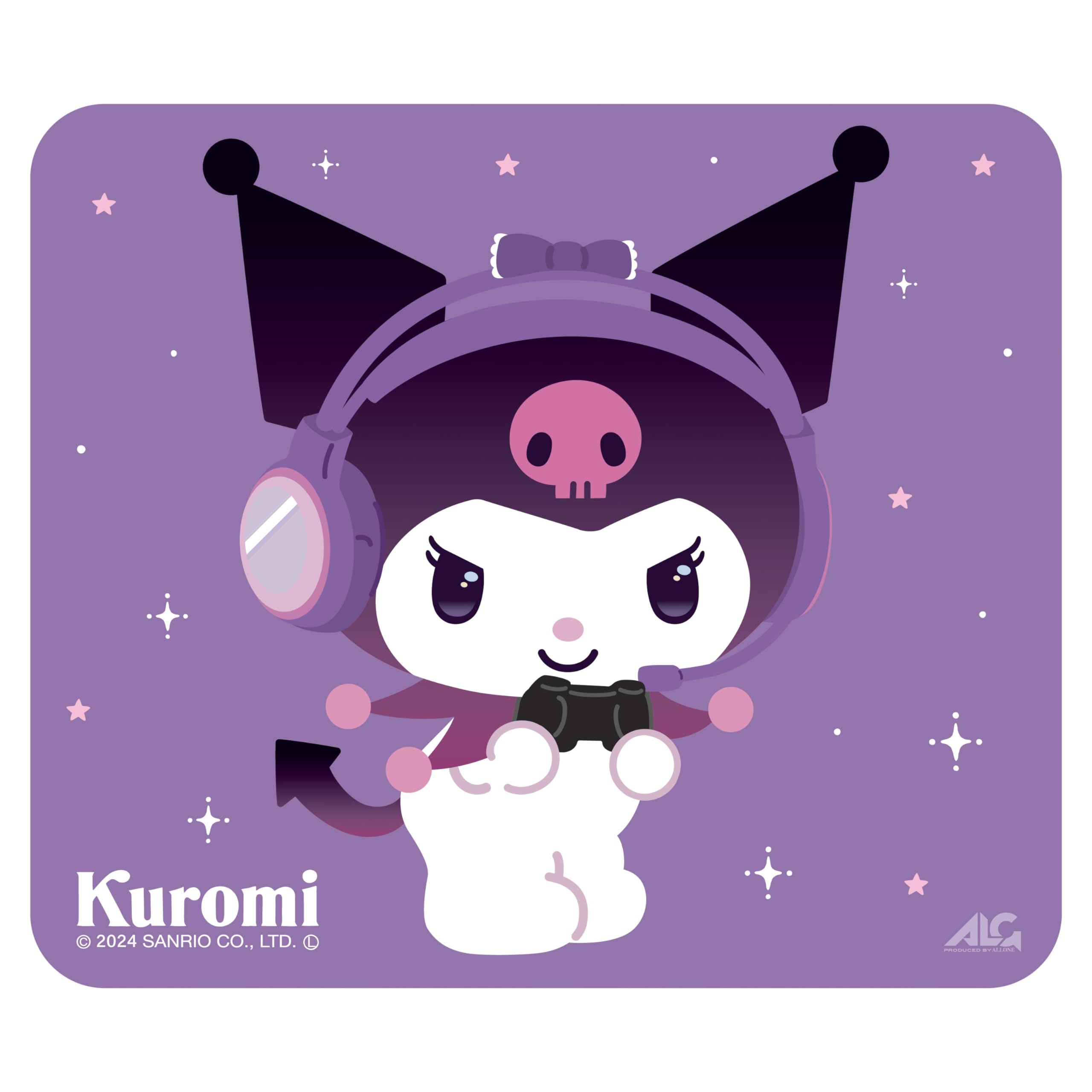 

Allone Gaming Glass Mouse Pad Sanrio Characters Kuromi 30 x x 30cm Tempered Glass Smooth Operation Silicone Pad Compatible with Optical Gaming Mice
