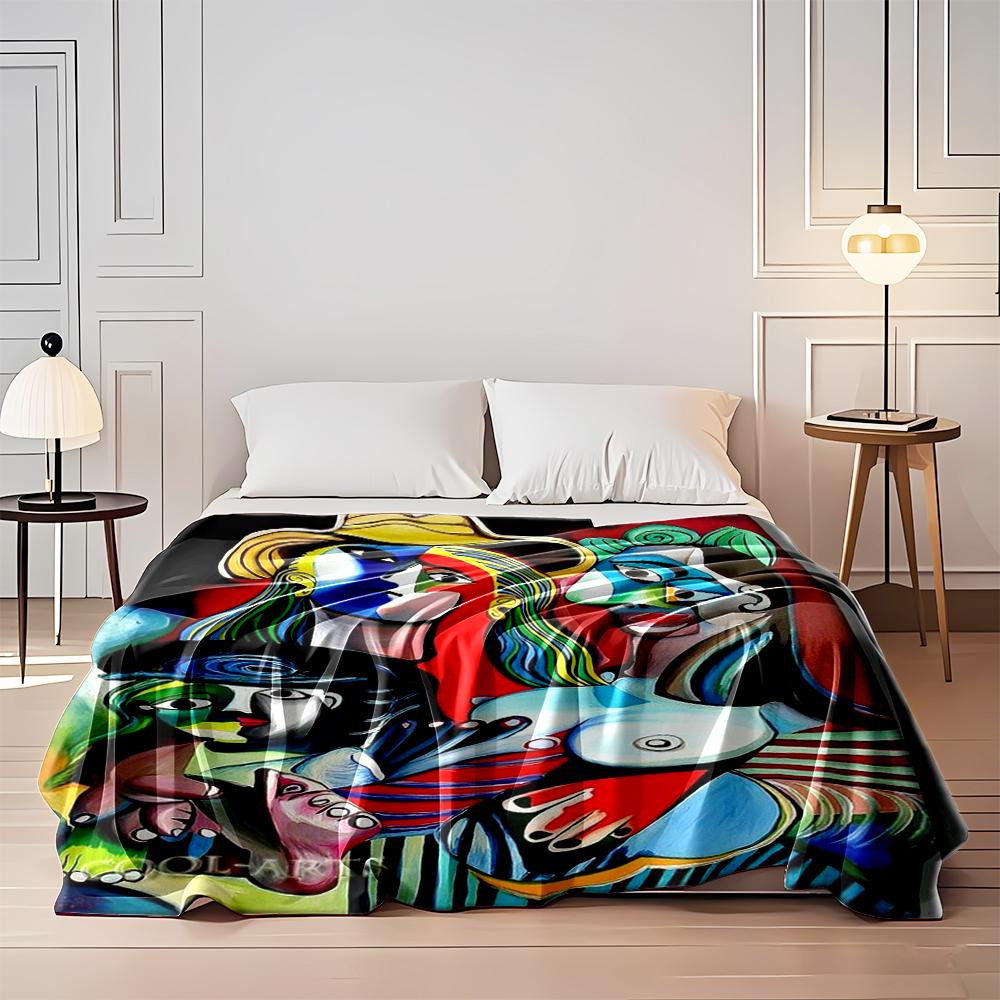 Colorful Abstract Cubism Art Blanket Design Flannel blanket for bedroom, living room, sofa, and nap sofas