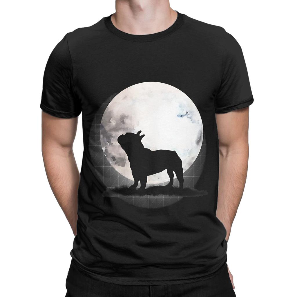 French Bulldog On the Moon Funny Graphic 100% Cotton T-Shirt French Bulldog Tops Tees For Men