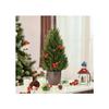 HOMCOM Sapin De Noël De 50 Cm Avec 7 Baies Rouges Et 6 Pommes De Pin Sapin Artificiel En PVC PE Vert Décoration Festive