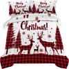 Bettwäsche-Set Frohe Weihnachten Baum Hirschdruck Gemütlicher Bettbezug King Queen Einzelgröße für Zuhause Neujahr Weihnachten Schlafzimmerdeko