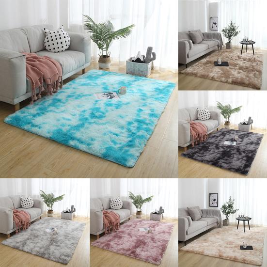 Soft Tie-Dye Carpet Floor Mat Fluffy Antiskid Area Rug Home Living Room Decor