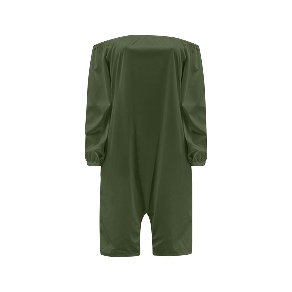 Plus Size Womens Casual Elastic One Line Shoulder Pockets Nine-point Cuff Shorts Jumpsuits Wide Shorts Rompers
