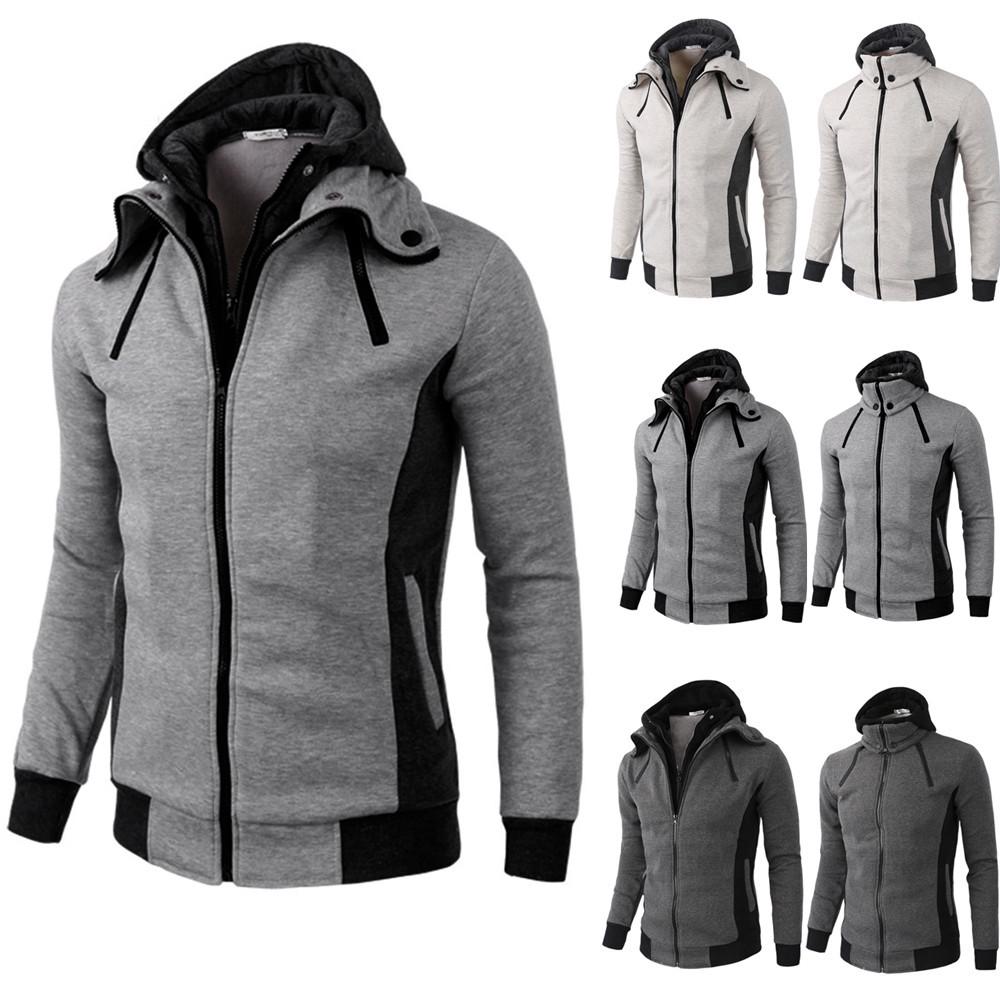 Men's Winter Warm Casual Zipper Long Sleeve Hooded Coat Top Blouse Jacket