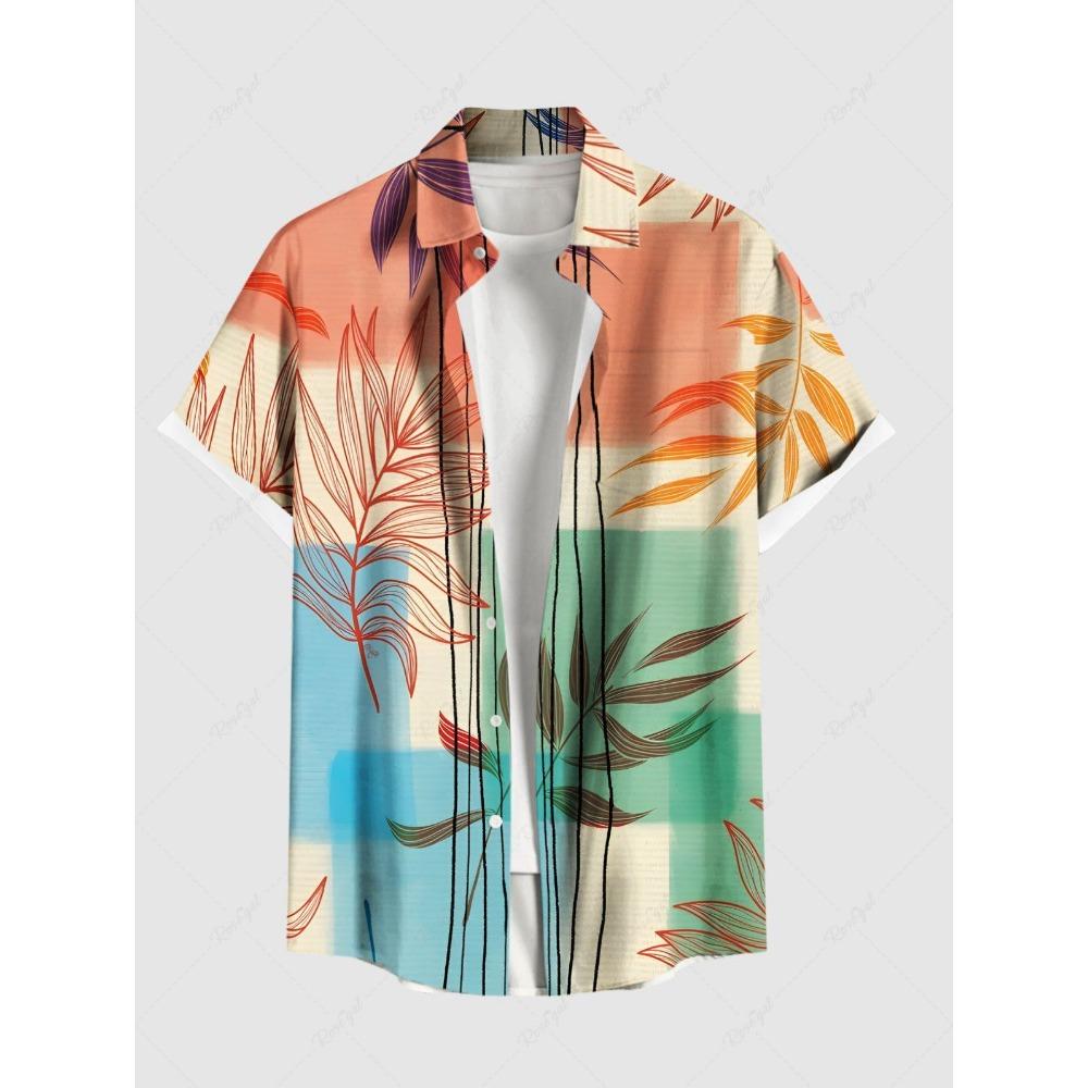 Herren Hawaiihemd 3D-gedruckt Kurzarm Button-Down Revershemd Übergroße Oberteile Sommerurlaub Freizeit Alohahemden für Herren