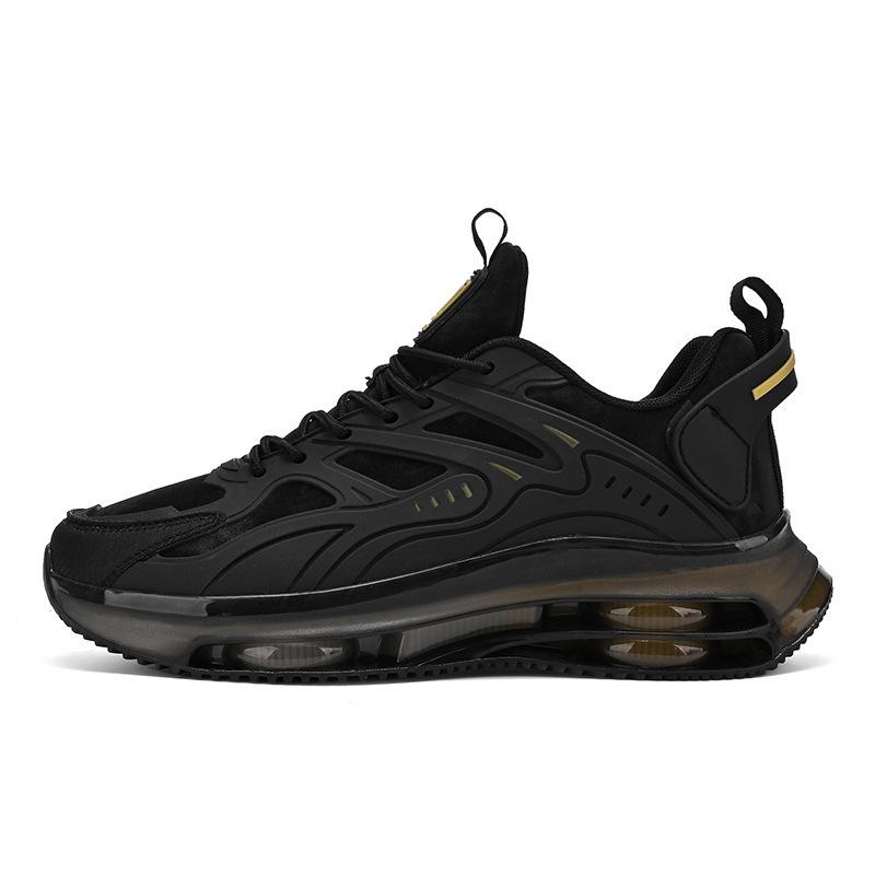 Four Seasons New Casual Black Large Size Sneakers Soft-soled Air Cushion Running Sneakers 39