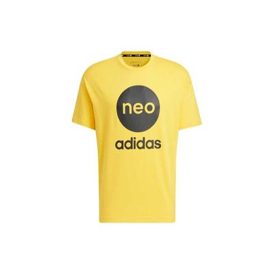 Neo Letter Print Crew Neck Short Sleeve T-Shirt Men Tops Yellow HM9563