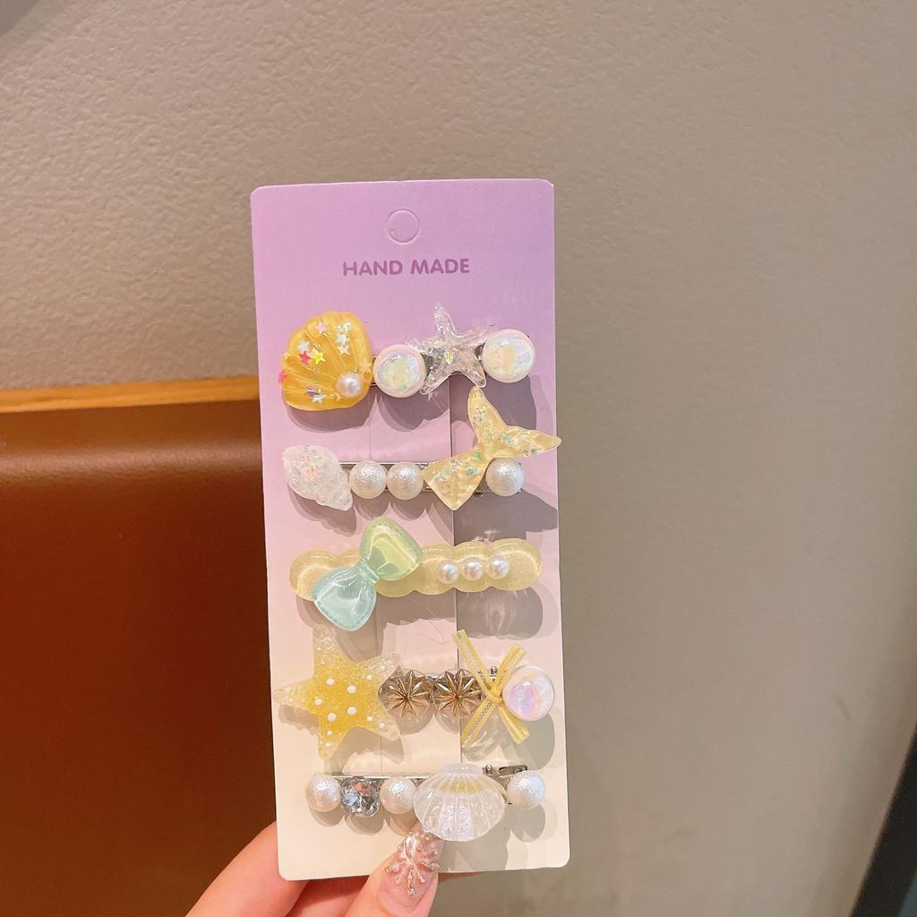Summer Ocean Starfish Shell Hairpin Cute Children'S Hairpin Duck Beak Clip Pearl Hair Accessories Headgear Clip Girl