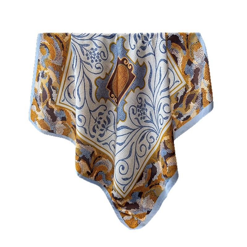 Vier Jahreszeiten Universal Imitationsseide High-End Druck Großer quadratischer Schal Seidenschal Stola Kopftuch Halsschutzschal Dekorativer Damenschal