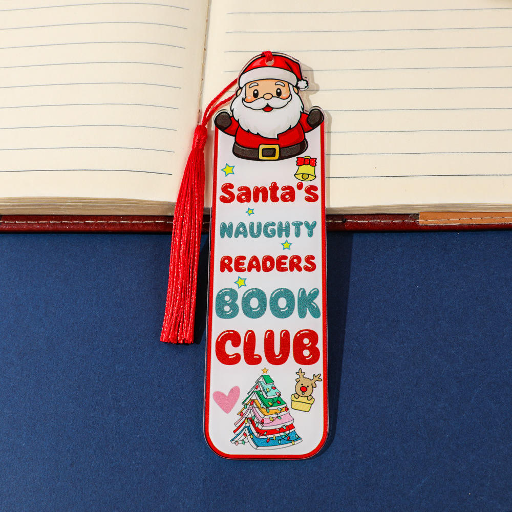 Creative Santa Claus Red Tassel Acrylic Bookmark  Reading Pages Books Annotated Students Stationary Supplies DIY Bookmark