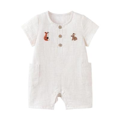 Babylove Unisex Sommer Baumwolle Leinen Kurzarm Strampler