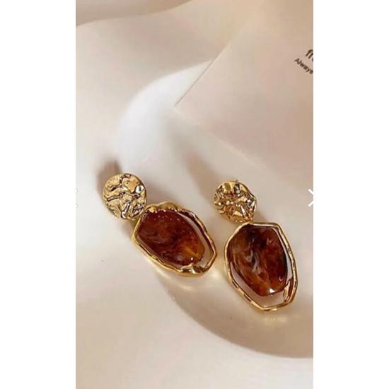 Vintage Bone Drop Earrings Caramel