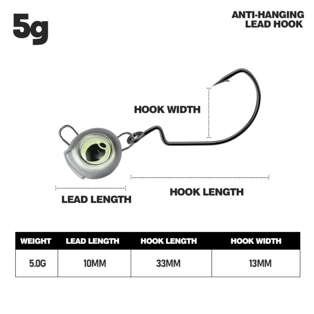 10PCS Metal Fishing Worm Lure Hooks Silver Seawater Freshwater Fishhook Swing Jig Tackle  Fishing