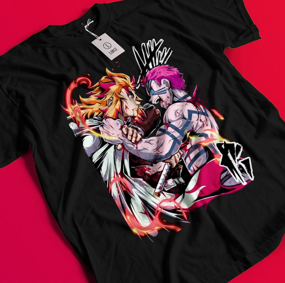 

Рубашка Истребитель демонов Аказа против Ренгоку Футболка Зеницу Футболка Мудзан Танджиро Доума BB245 L