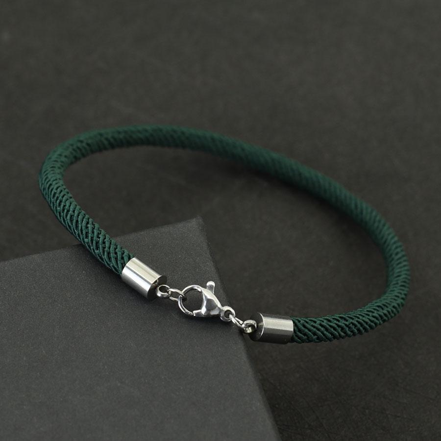 

New Good Luck Amulet Bracelet For Men Women Stainless Steel Buckle Nautical String Braclet 4mm Rope Wrap Braslet Gifts For Lover S 18.5cm 7.3Inch зелёный