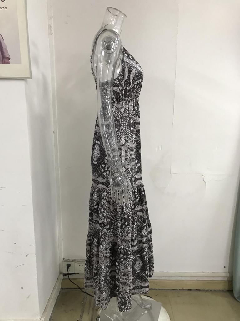 2023 Bohemian Halter V-Neck Floral Maxi Dress for Women