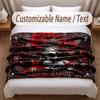 Skull Gothic Theme Soft Blanket Personalized Custom Name Text Print Warm Blanket Home Sofa Bedroom Decor