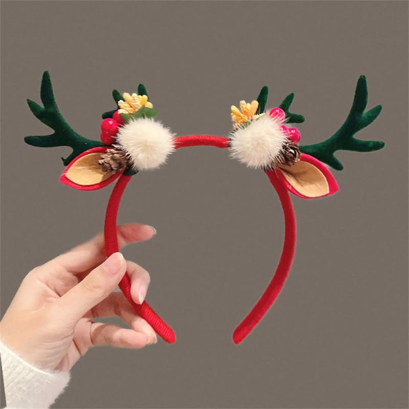 Christmas Hair Hoop Girls Plush Reindeer Antlers Deer Ear Christmas Party Cosplay Headbands Festival Hair Accessories Gifts