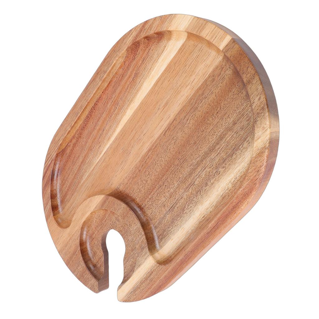 Wine Appetizer Plate Cheese Board Wooden Steak Plate with Wine Glass Holder for Party Gathering