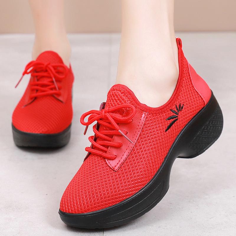 Ju Hutong Kadife Pamuk Dans Ayakkabıları - Orta Topuklu, Nefes Alabilen, Fitness ve Jimnastik için Yumuşak Tabanlı, Tüm Sezon Giyilebilir.