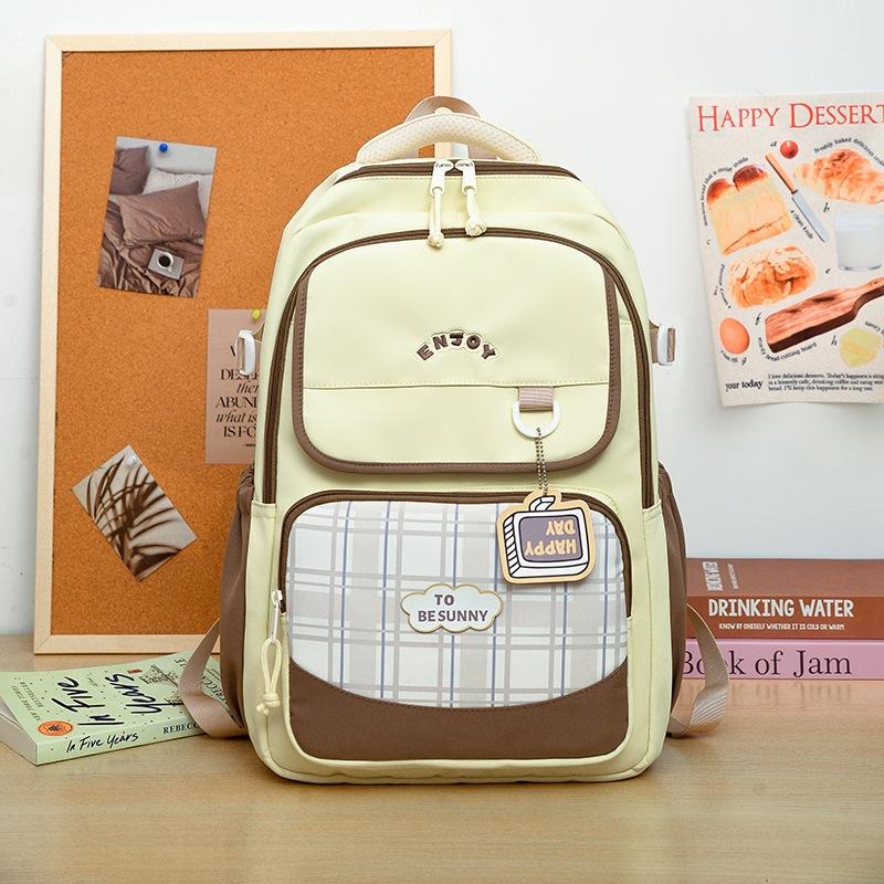 New High-value, Fresh and Sweet Backpack for Junior High School Students, Contrasting Colors, Lightweight and Large-capacity Backpack.