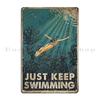 Swimming Into The Ocean I Go To Find My Soul Mysteries of the Abyss Metal Living Room Cinema Kitchen Print Tin Sign Poster