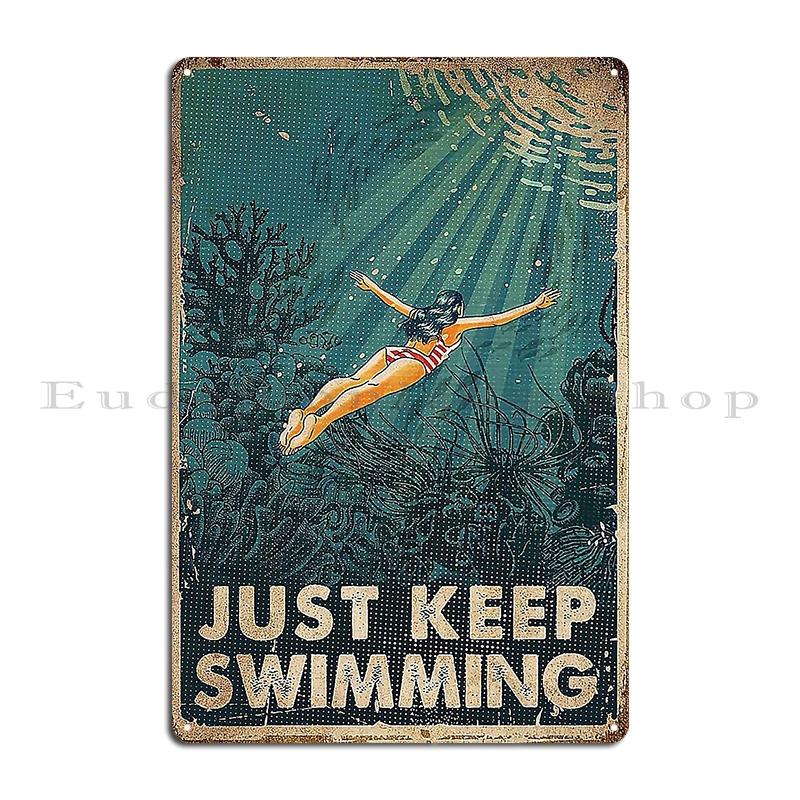 Swimming Into The Ocean I Go To Find My Soul Mysteries of the Abyss Metal Living Room Cinema Kitchen Print Tin Sign Poster