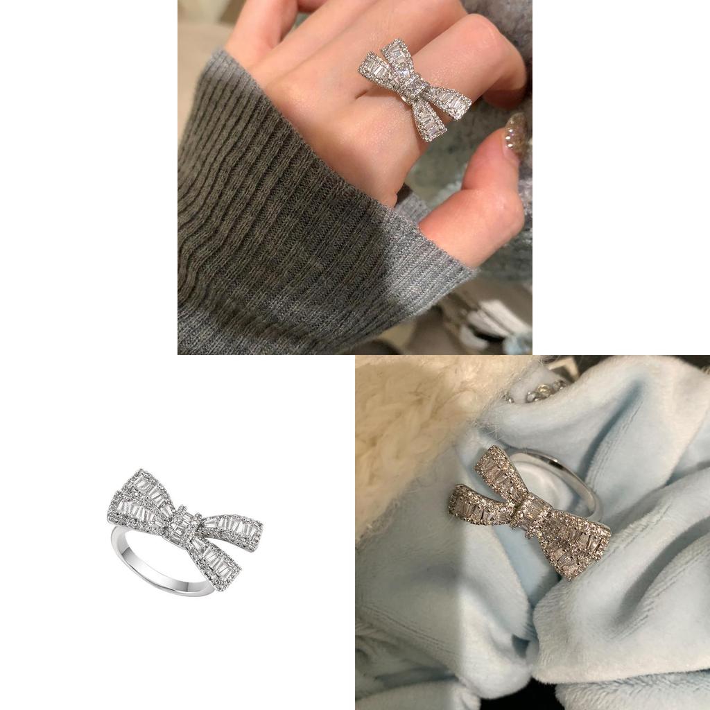 No Ip Copper Open Bypass Ring With Zirconia Butterfly Design For Women