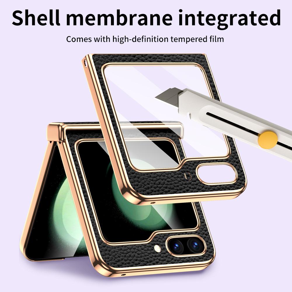 Ultra-Slim Full Protection Genuine Leather Case for Samsung Galaxy Z Flip 7 FE 6 5 Flip7 Hinge Bumper Shockproof Cover