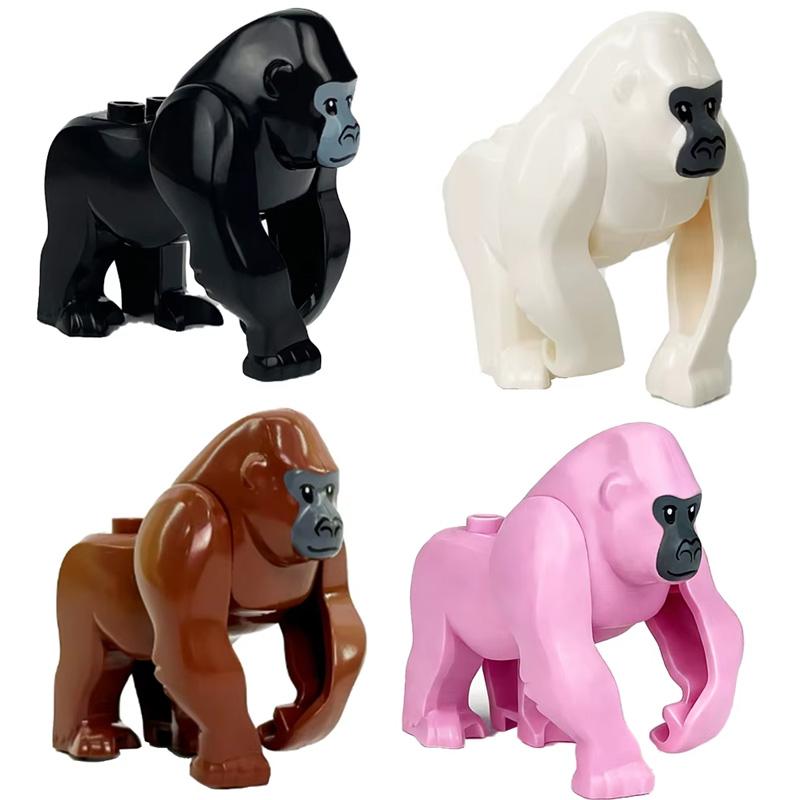 MOC Serie Granja Bosque Escena Crianza Animal Bloques de Construcción Lobo de la Jungla Montura Caballo Oso Marrón Blanco Panda Ladrillos DIY Juguetes para Niños