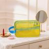 Candy Color Mesh Cosmetic Bag Large Capacity Internal Pocket Sundries Storage Bag with Zipper Transparent