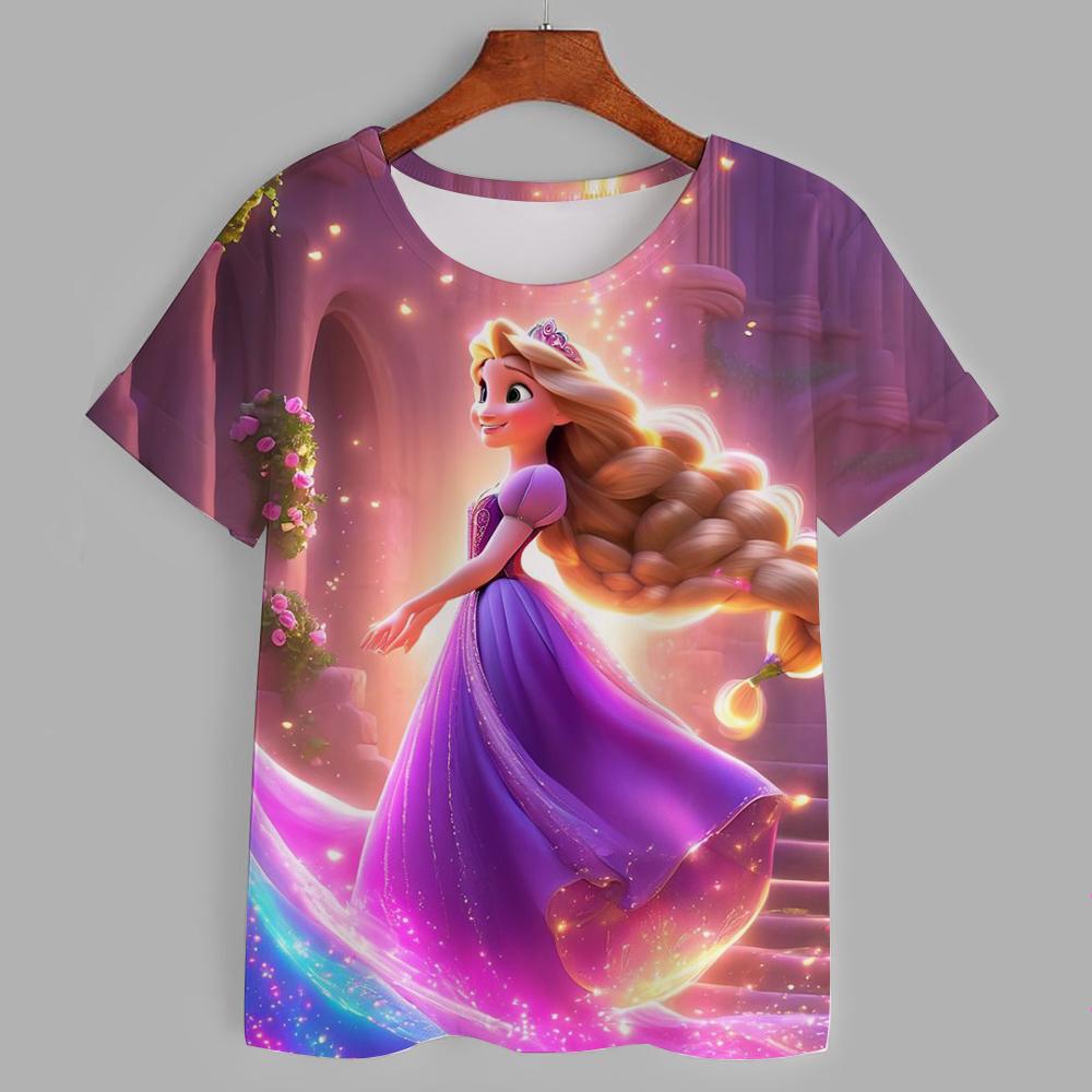 Frozen Elsa Princess 3D T-shirt Casual Boys and Girls Children's Cartoon Top 2026 Summer Edition