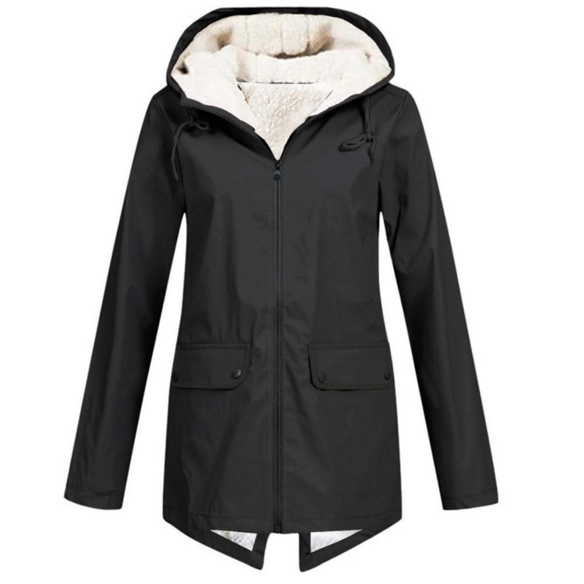 

New Arrival Fleece Lined Hooded Windbreaker, Waterproof Windproof Outdoor Jacket for Autumn Winter, European American Style 5XL чорний
