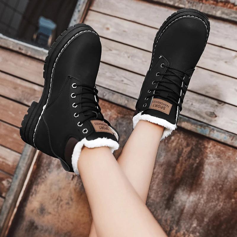 Pánské sněhule Zimní plyšové teplé vysoké kotníkové pánské boty v britském stylu Venkovní silná podrážka Protiskluzové pracovní boty Botas De Hombre